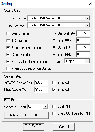 SoundModem Settings